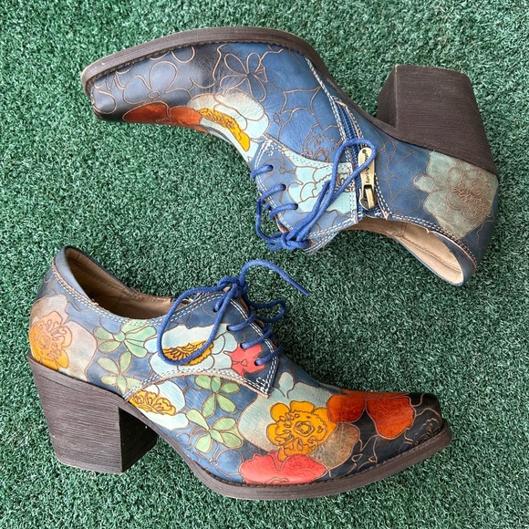 Spring Step L’Artiste Rockinlorna Western Shoe Boot Leather Blue Multi 37 - Picture 13 of 15
